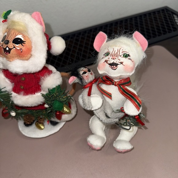 RARE Annalee Christmas Figurine Lot Snowman Reindeer Santa Mouse Lion Felt Plush - Picture 2 of 16
